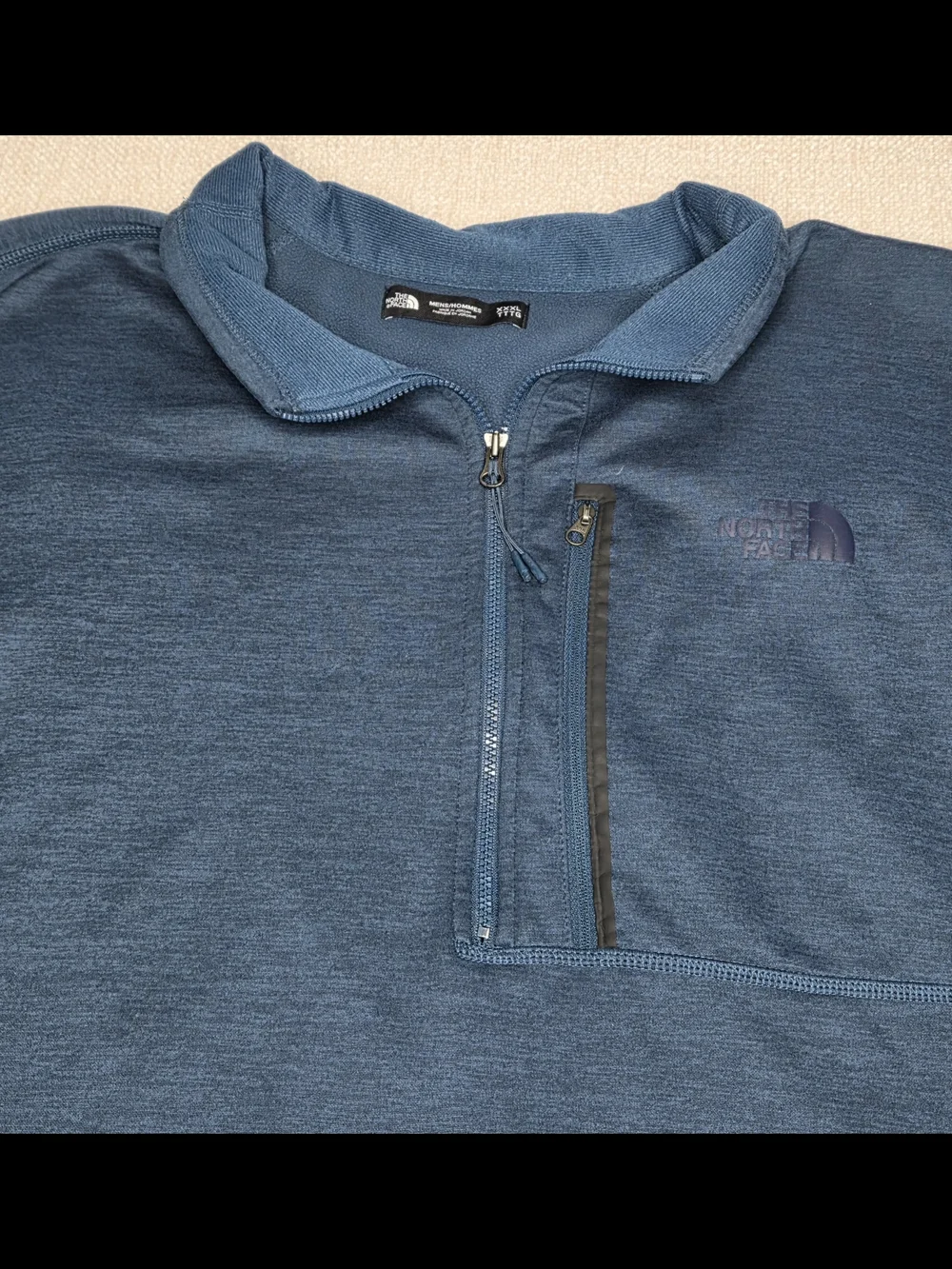 The North Face Men's XXXL 3XL Quarter Zip Pullover Blue Chest Pocket Stretch
